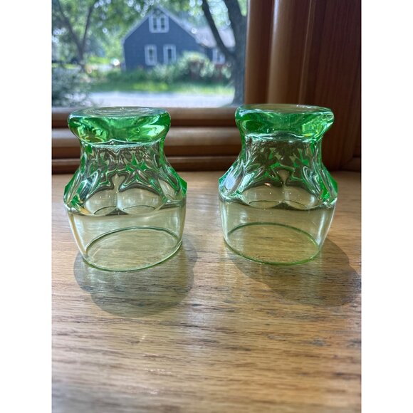 Vintage Uranium Vaseline Depression Bar Coctail Glass Cambridge Georgian Tumbler - Picture 3 of 5